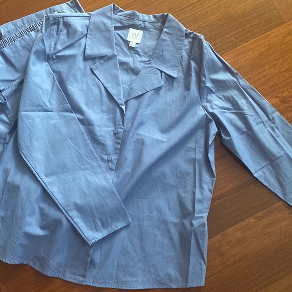 Maternity GAP Pretty Blue Button Up Cotton Pajama Set NWOT - Size M - Picture 5 of 16